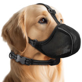 BONTHEE dog muzzle with soft breathable mesh for comfortable airflow on walks.