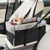BONTHEE upgraded zipper center-console dog car seat showing secure travel setup.