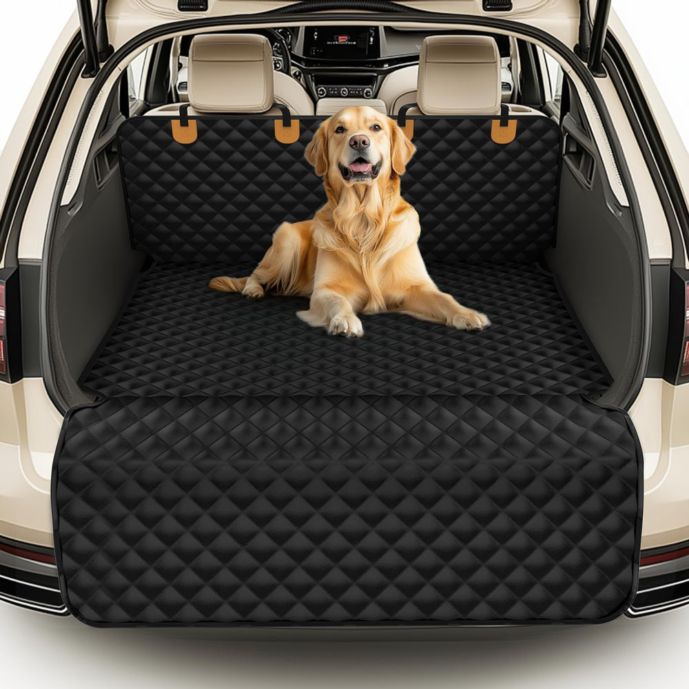 BONTHEE waterproof SUV dog cargo liner cover protects cargo area from mud and spills.