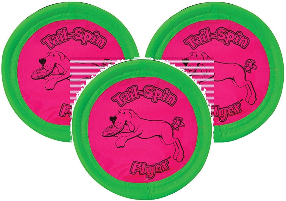 Booda Tail-Spin Flyer 7-inch in flight for fetch and water play, gentle on teeth.