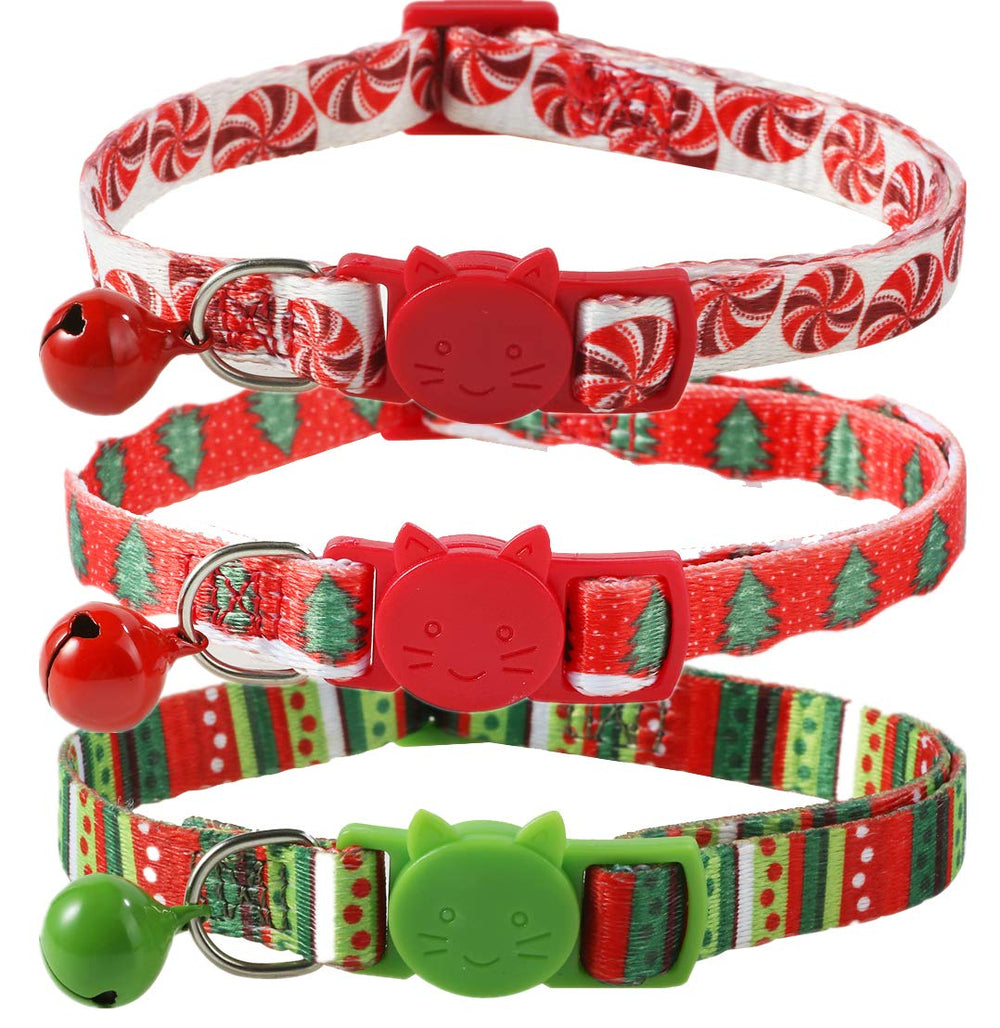 BoomBone Christmas cat collar 3-pack with festive patterns for safe seasonal wear