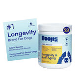 Boops Pets NAD+ precursor soft chews bottle supports senior dog energy and vitality.
