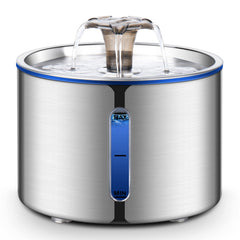 BOORCA Cat Water Fountain top view highlights easy-clean stainless steel.