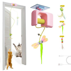 BOOTEELY interactive hanging cat toy in hanging action promoting active play for kittens.