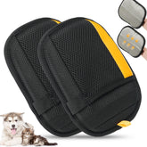 Boqibyon 2Pack gloves front view demonstrates reusable pet hair removal on furniture.