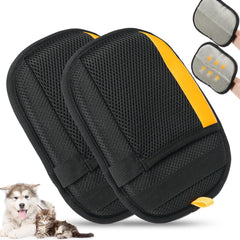 Boqibyon 2Pack gloves front view demonstrates reusable pet hair removal on furniture.