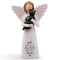 BORLESTA cat memorial angel figurine in black, ideal keepsake for remembrance and comfort.