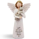 BORLESTA cat memorial gray angel statue—hand-painted keepsake for pet loss sympathy