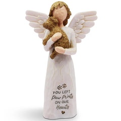 BORLESTA dog memorial angel figurine, front view, shows hand-painted details for a comforting keepsake.