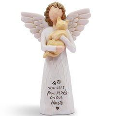 BORLESTA loss-cat-sympathy-gift angel-cat-yellow figure offers comforting memorial for pet owners.