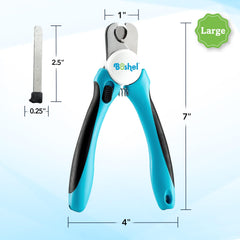 Boshel large dog nail clippers blade close-up highlights razor blades for clean cuts.