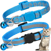 Bosose two-pack cat collar with paw print, blue; enhances nighttime visibility and safety.
