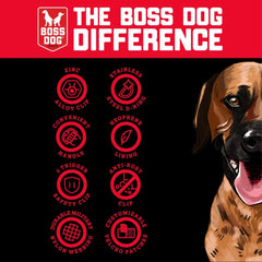 Boss Dog tactical collar red camo large buckle closeup with secure clip