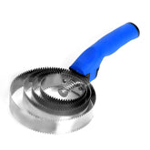 BOTH WINNERS reversible curry comb blue front view with soft grip