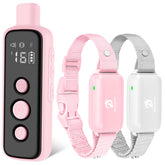 BOUSNIC dual-dog pink training collar with remote for two dogs.