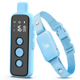 BOUSNIC shock collar receiver on a dog's neck, comfortable fit for 8-120 lb dogs during training.
