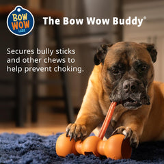 Bow Wow Labs Buddy safety device in use protects small dogs during chewy treats.
