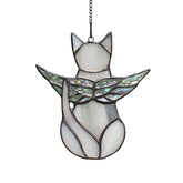 BOXCASA angel cat suncatcher with iridescent wing for window decor