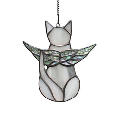 BOXCASA angel cat suncatcher with iridescent wing for window decor