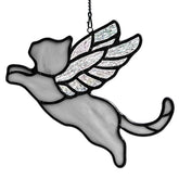 BOXCASA iridescent angel wing gray cat suncatcher brightens windows for memorial ambience.