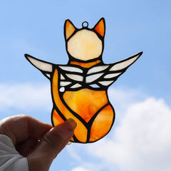BOXCASA orange cat wings suncatcher adds warm focal point