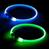 Bpawser LED dog collar green-blue pack improves night walk visibility for safety.