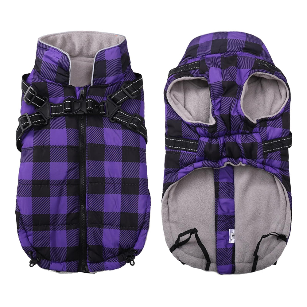 Brabtod dog coat with harness built-in back view for secure wear