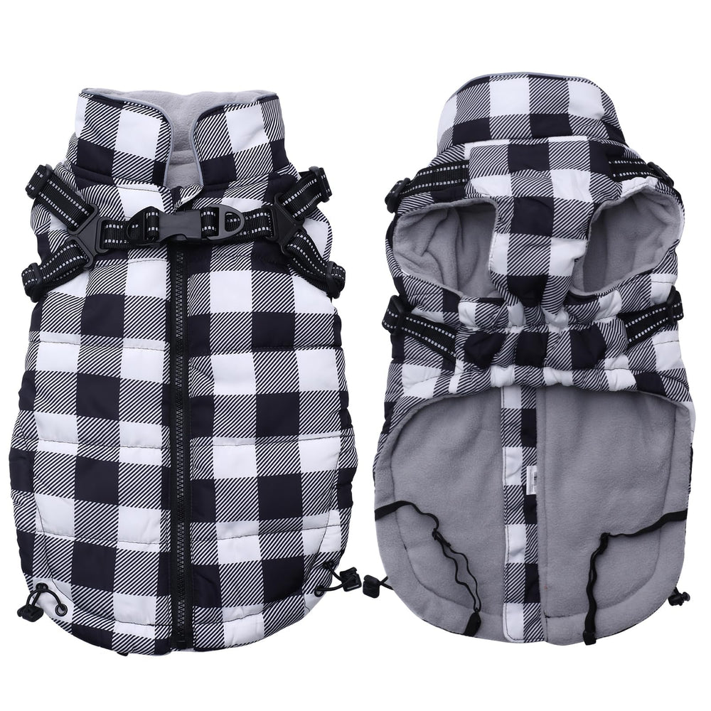 Brabtod dog winter jacket plaid waterproof fabric protects against rain