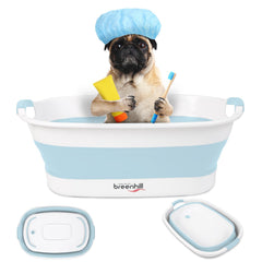 BREENHILL collapsible bath tub expanded for small dogs and cats, spacious bath time.