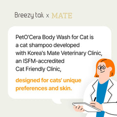 Breezytail PetO’Cera tear-free foam demonstrates safe shampoo for kittens and sensitive cats.