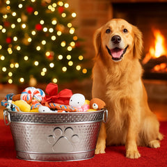 BREKX dog toy bin with handles for easy transport and storage.