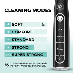 BRIGHT BITE LED precision light reveals hidden plaque during brushing.