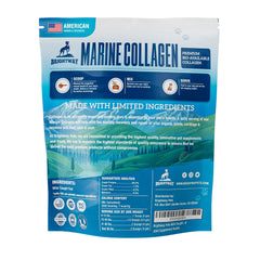Brightway Pets collagen powder scoop demonstrates easy daily dosing for joint and gut health.