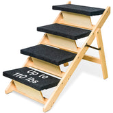 BRIKY 2-in-1 dog stairs folded for compact storage, ideal under bed.