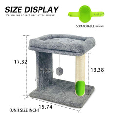 Britepaws cat-tree self-groomer on lower level provides gentle massage and grooming