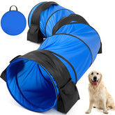 Briwooody agility tunnel blue 28in 10ft for large dogs in backyard training sessions