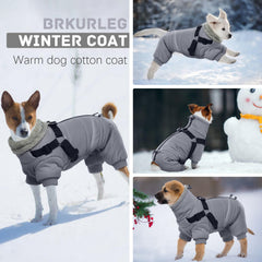 BRKURLEG Grey Dog Winter Coat adjustable buckles ensure a snug fit as pets move