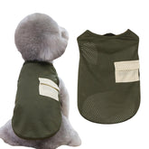 BROUAURPE Summer Mesh Shirt front view on dog in army green for breathable comfort