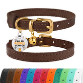 BRONZEDOG leather cat collar; dark brown and gold; 7-9 inch fit for daily wear.