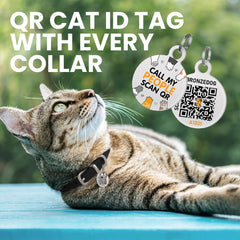 BRONZEDOG leather cat collar non-breakaway design for indoor wear