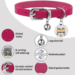 BRONZEDOG leather cat collar buckle detail with durable hardware
