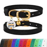 BRONZEDOG leather cat collar with removable bell shows classic style and safety.