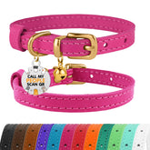 BRONZEDOG leather cat collar with removable bells in pink-gold for daily indoor safety.
