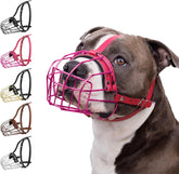 BRONZEDOG Pitbull muzzle pink metal mask for secure, comfortable walks