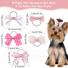 Bruislard dog hair bow rubber bands closeup shows secure hair fix.