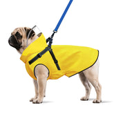 Bsemax dog raincoat front view showing reflective harness for safer night walks