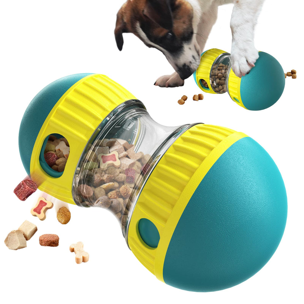BSISUERM dog puzzle ball green front view promotes enrichment and slow feeding.