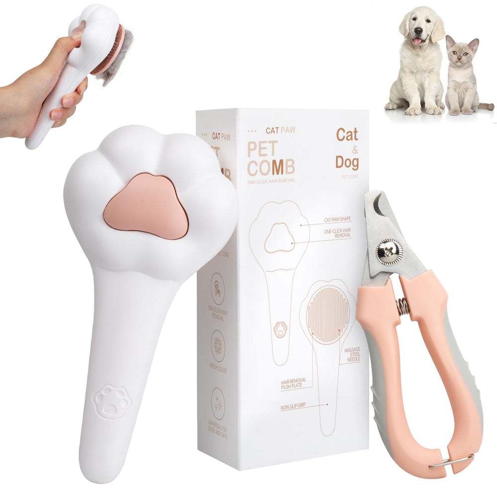 BSONEDO self-cleaning cat brush with paw-design enhances bonding during grooming