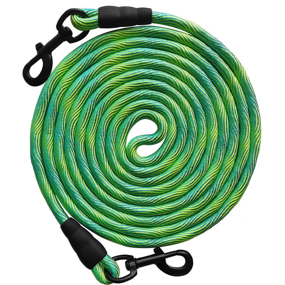 BTINESFUL dog tie-out rope 30 ft green for backyard visibility and reach