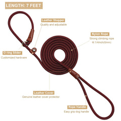 BTINESFUL slip lead 7ft adjustable loop enabling easy on-off for training